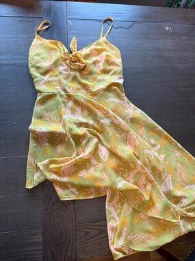 Guess Green Floral Print Spaghetti Strap Dress